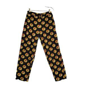Bucees Pajama Pants Adult Small Black All Over Print Logo Drawstring Flannel